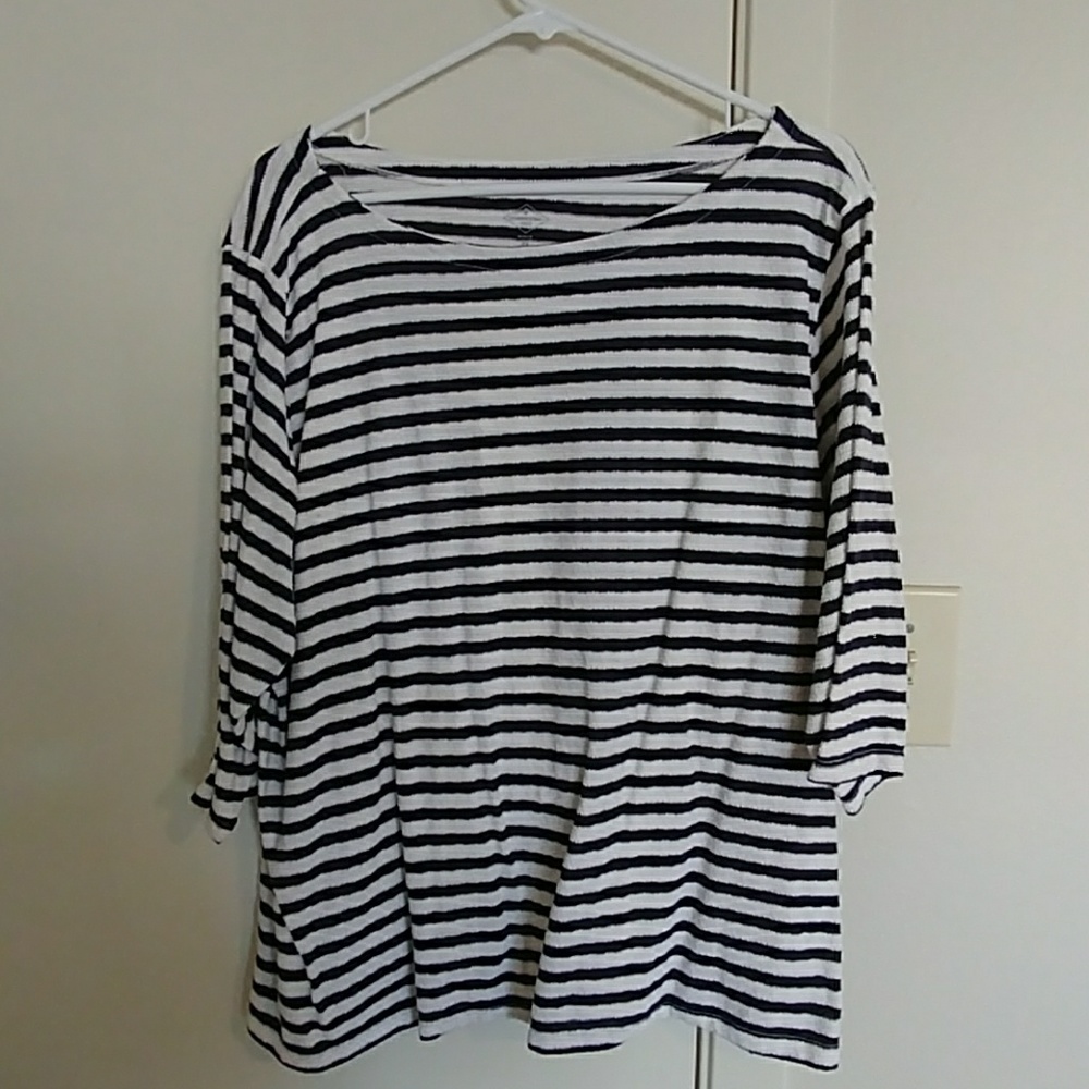 3x St Johns Bay navy/white stripe top 3/4 sleeves!